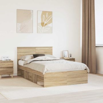 vidaXL Lovos rėmas su galvūgalio Sonoma 120 x 200 cm Apdirbta mediena
