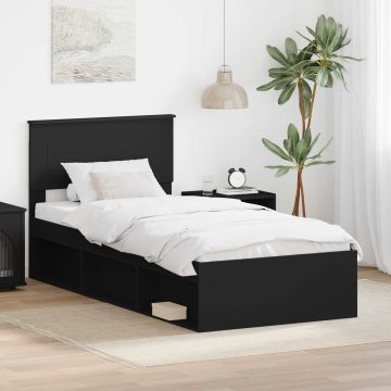 vidaXL Lovos rėmas su galvūgalio Juoda 100 x 200 cm Apdirbta mediena