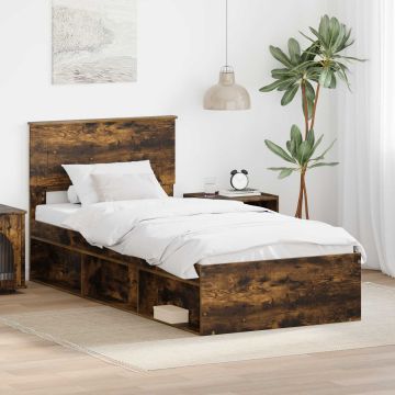 vidaXL Lovos rėmas Rūkyta ąžuolas 100 x 200 cm Apdirbta mediena