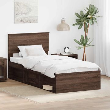 vidaXL Lovos rėmas Rudas ąžuolas 100 x 200 cm Apdirbta mediena