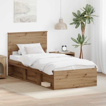 vidaXL Lovos rėmas Meistrų ąžuolas 90 x 190 cm Apdirbta mediena