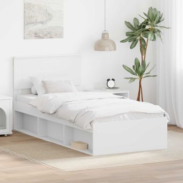 vidaXL Lovos rėmas su galvūgalio Balta 75 x 190 cm Apdirbta mediena