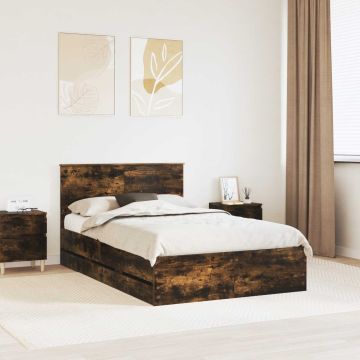 vidaXL Lovos rėmas Rūkyta ąžuolas 120 x 200 cm Inžinerinė mediena