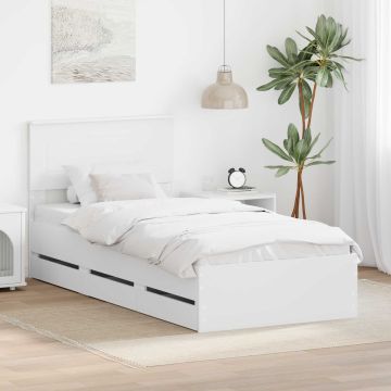 vidaXL Lovos rėmas su stalčių Balta 100 x 200 cm Inžinerinė mediena