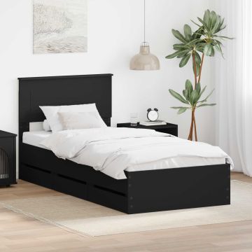 vidaXL Lovos rėmas su stalčių Juoda 100 x 200 cm Inžinerinė mediena