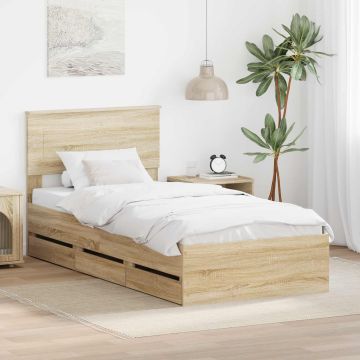 vidaXL Lovos rėmas Sonoma ąžuolas 100 x 200 cm Inžinerinė mediena