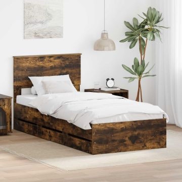 vidaXL Lovos rėmas Rūkyta ąžuolas 75 x 190 cm Inžinerinė mediena