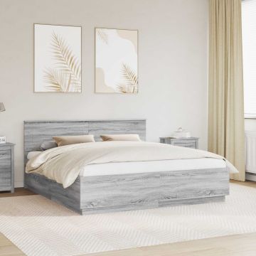 vidaXL Lovos rėmas Pilkas Sonoma 180 x 200 cm Apdirbta mediena