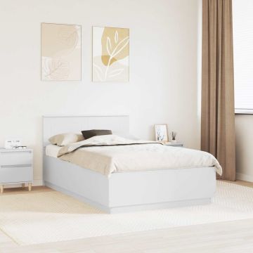 vidaXL Lovos rėmas su galvūgalio Balta 135 x 190 cm Apdirbta mediena