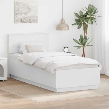 vidaXL Lovos rėmas su galvūgalio Balta 70 x 190 cm Apdirbta mediena