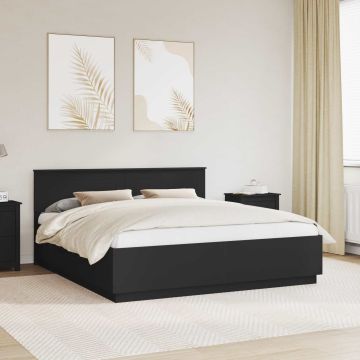 vidaXL Lovos rėmas su galvūgalio Juoda 200 x 200 cm Apdirbta mediena