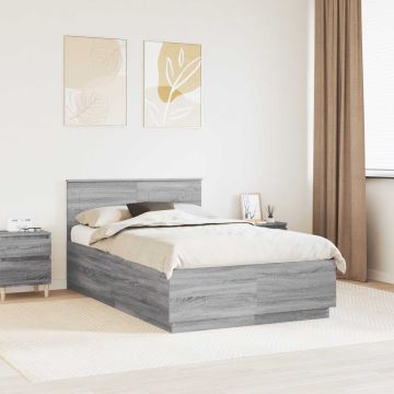 vidaXL Lovos rėmas Pilkas Sonoma 135 x 190 cm Apdirbta mediena