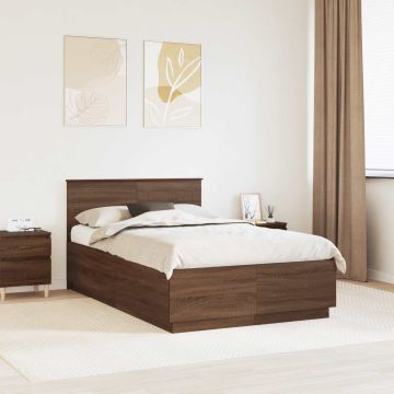 vidaXL Lovos rėmas Rudas ąžuolas 120 x 190 cm Apdirbta mediena