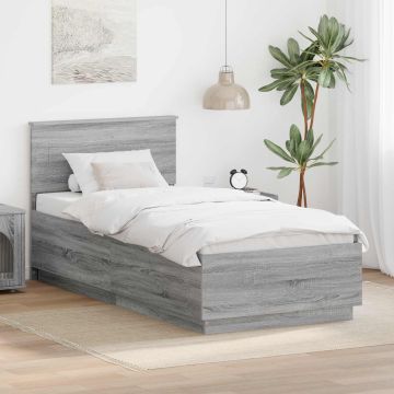 vidaXL Lovos rėmas Pilkas Sonoma 100 x 200 cm Apdirbta mediena
