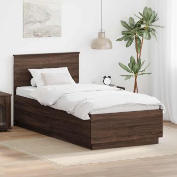 vidaXL Lovos rėmas Rudas ąžuolas 90 x 190 cm Apdirbta mediena