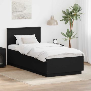 vidaXL Lovos rėmas su galvūgalio Juoda 90 x 200 cm Apdirbta mediena