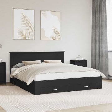 vidaXL Lovos rėmas Juodas ir sidabrinis 200 x 200 cm Apdirbta mediena
