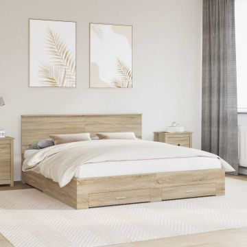 vidaXL Lovos rėmas Sonoma ąžuolas 200 x 200 cm Apdirbta mediena