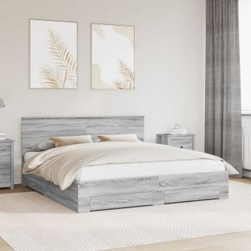 vidaXL Lovos rėmas Pilkas Sonoma 200 x 200 cm Apdirbta mediena