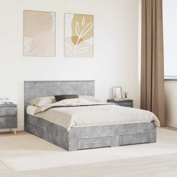 vidaXL Lovos rėmas Betono pilka 140 x 190 cm Apdirbta mediena