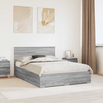 vidaXL Lovos rėmas Pilkas Sonoma 140 x 190 cm Apdirbta mediena