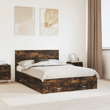 vidaXL Lovos rėmas Rūkyta ąžuolas 140 x 200 cm Apdirbta mediena