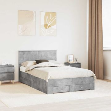 vidaXL Lovos rėmas Betono pilka 135 x 190 cm Apdirbta mediena