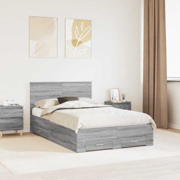 vidaXL Lovos rėmas Pilkas Sonoma 135 x 190 cm Apdirbta mediena