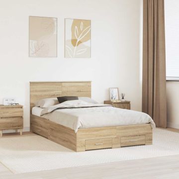 vidaXL Lovos rėmas Sonoma ąžuolas 120 x 200 cm Apdirbta mediena