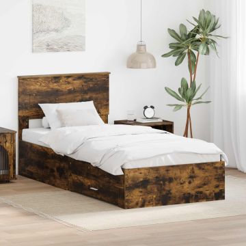 vidaXL Lovos rėmas Rūkyta ąžuolas 90 x 190 cm Apdirbta mediena