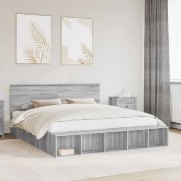 vidaXL Lovos rėmas Pilkas Sonoma 200 x 200 cm Apdirbta mediena