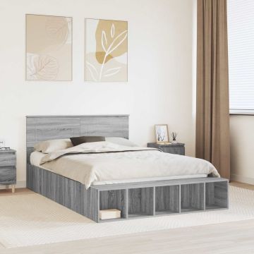 vidaXL Lovos rėmas Pilkas Sonoma 140 x 190 cm Apdirbta mediena