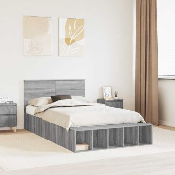 vidaXL Lovos rėmas Pilkas Sonoma 135 x 190 cm Apdirbta mediena