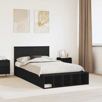 vidaXL Lovos rėmas su lentyna Juoda 120 x 190 cm Apdirbta mediena