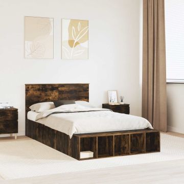 vidaXL Lovos rėmas Rūkyta ąžuolas 120 x 190 cm Apdirbta mediena