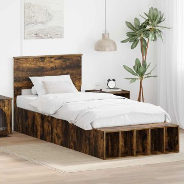 vidaXL Lovos rėmas Rūkyta ąžuolas 100 x 200 cm Apdirbta mediena