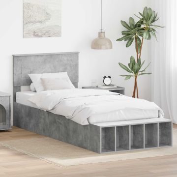 vidaXL Lovos rėmas Betono pilka 90 x 190 cm Apdirbta mediena