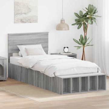 vidaXL Lovos rėmas Pilkas Sonoma 90 x 200 cm Apdirbta mediena