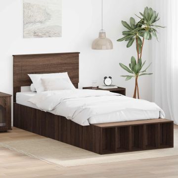 vidaXL Lovos rėmas Rudas ąžuolas 90 x 200 cm Apdirbta mediena