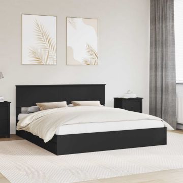 vidaXL Saugos lova su galvūgalio Juoda 200 x 200 cm Apdirbta mediena