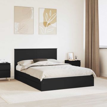 vidaXL Saugos lova su galvūgalio Juoda 150 x 200 cm Apdirbta mediena