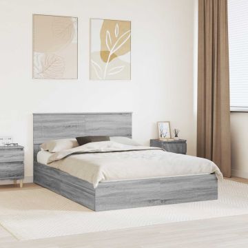 vidaXL Saugos lova Pilkas Sonoma 140 x 200 cm Apdirbta mediena