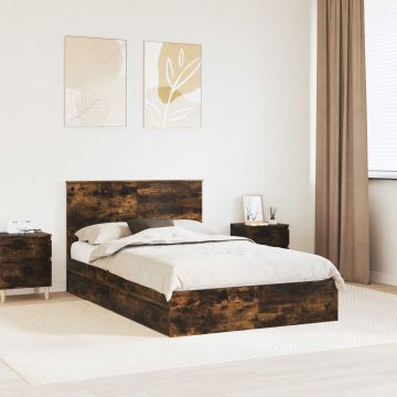 vidaXL Saugos lova Rūkyta ąžuolas 135 x 190 cm Apdirbta mediena