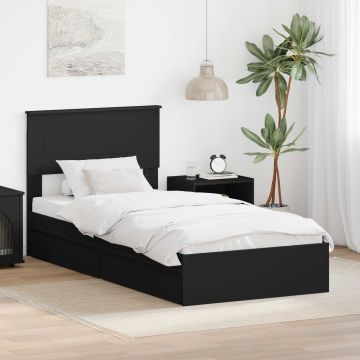 vidaXL Saugos lova su galvūgalio Juoda 75 x 190 cm Apdirbta mediena