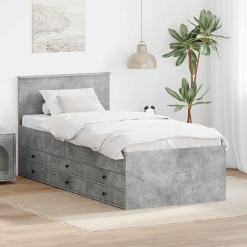 vidaXL Dienos lova Betono pilka ir juoda 90 x 190 cm Apdirbta mediena