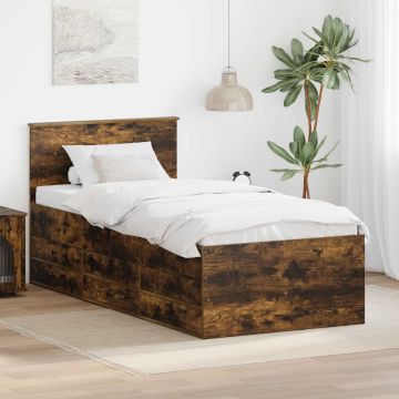 vidaXL Dienos lova Rūkyto ąžuolo ir juoda 90 x 190 cm Apdirbta mediena