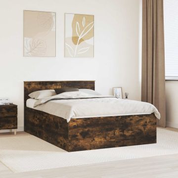 vidaXL Lovos rėmas Rūkyta ąžuolas 140 x 190 cm Apdirbta mediena