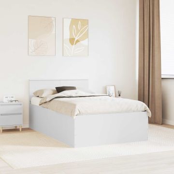 vidaXL Lovos rėmas su galvūgalio Balta 120 x 190 cm Apdirbta mediena