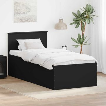 vidaXL Lovos rėmas su galvūgalio Juoda 120 x 200 cm Apdirbta mediena