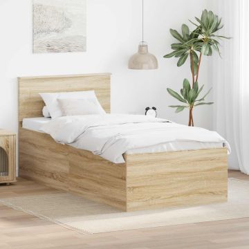 vidaXL Lovos rėmas Sonoma ąžuolas 90 x 190 cm Apdirbta mediena
